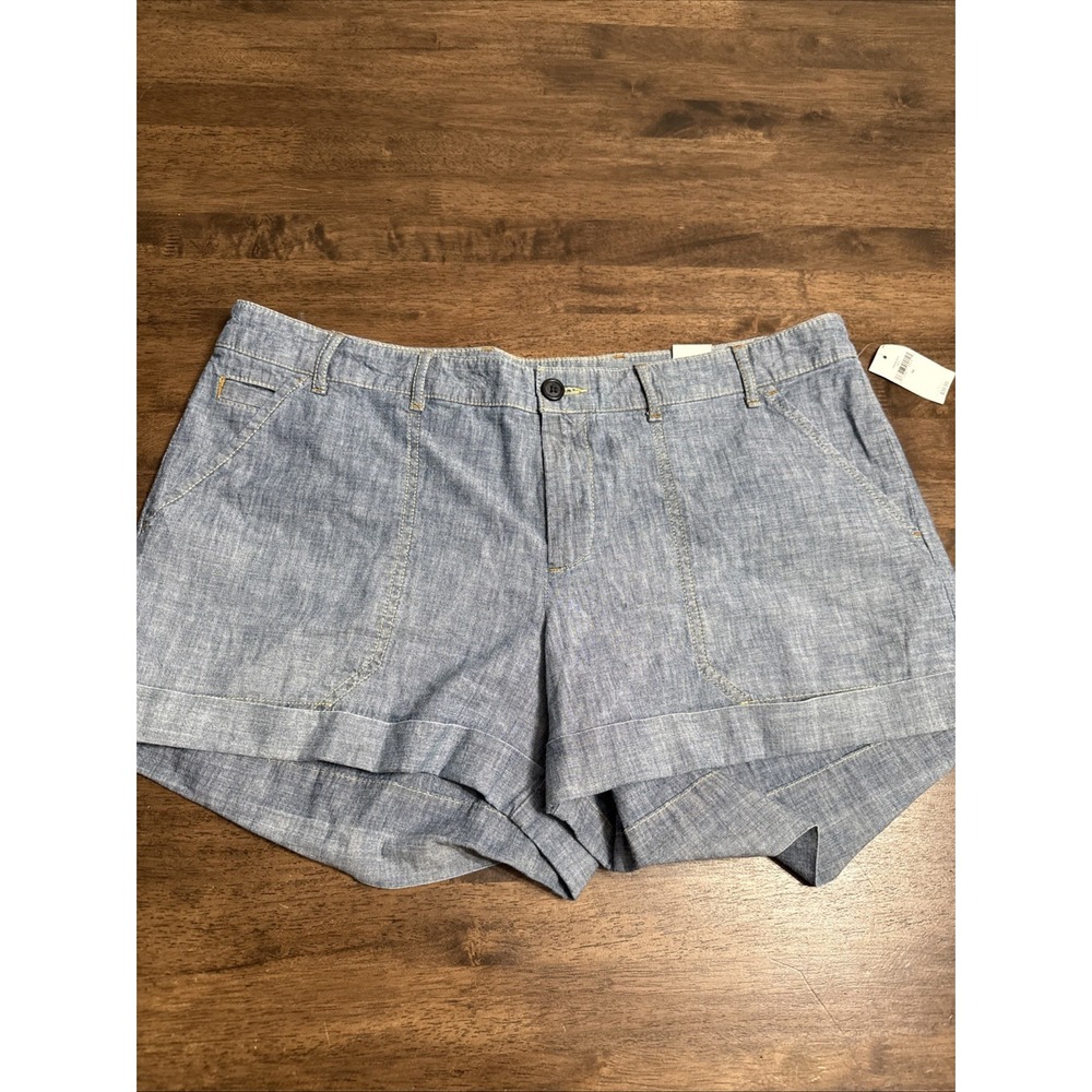 Gap‎ Women's Cuffed Shorts in Chambray Cotton Sz 14 NWT NEW